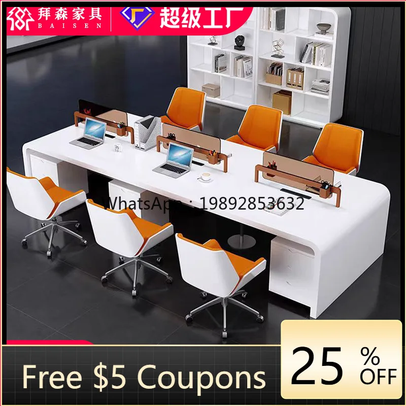 LYY High-End Office Desk for Staff, 4-6 Person Double Seat Employee Finance Desk, Simple Computer Desk and Chair