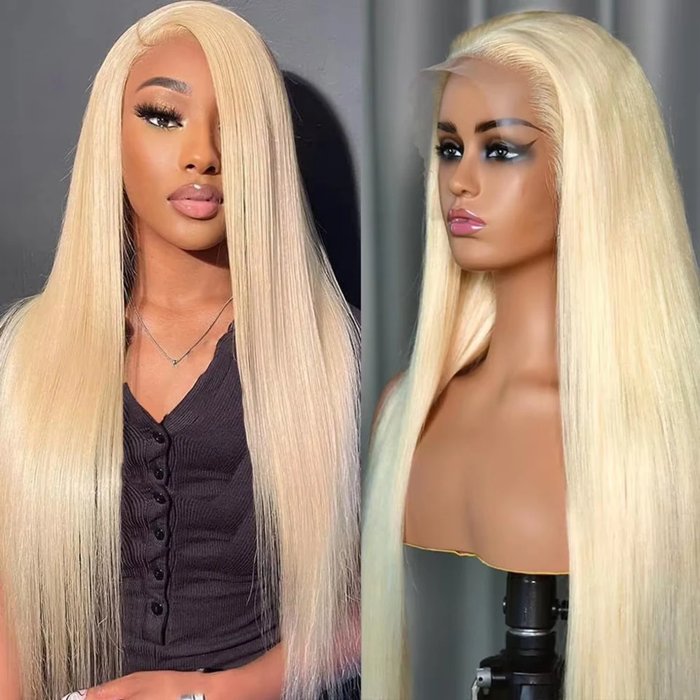 

613 Honey Blonde Straight Human Hair Wig 13x6 HD Lace Frontal Brazilian Human Hair Wigs 200 Density 46 Inches For Women