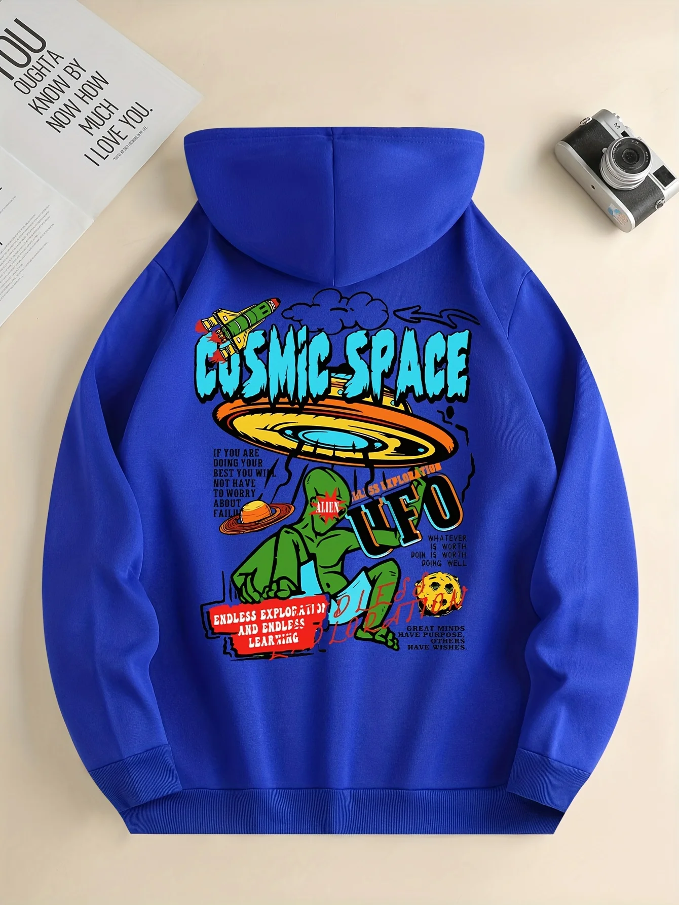 Ufo Alien Letter Printed Hoodies Casual Street Women Sweatshirts Comfortable Fleece Pullover Crewneck Loose Female Tops Clothes