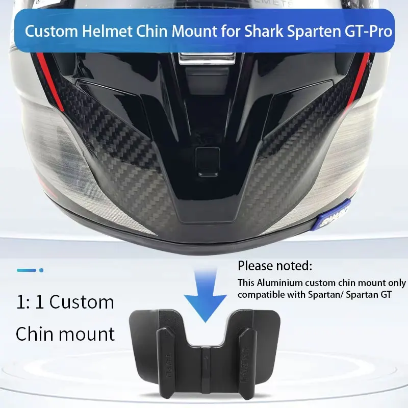 for Shark Spartan GT Helmet Custom Aluminium Chin Mount for GoPro Hero 12 11 10 9 Insta360 X4 X5 Ace Pro DJI Action 3 4 5 Camera