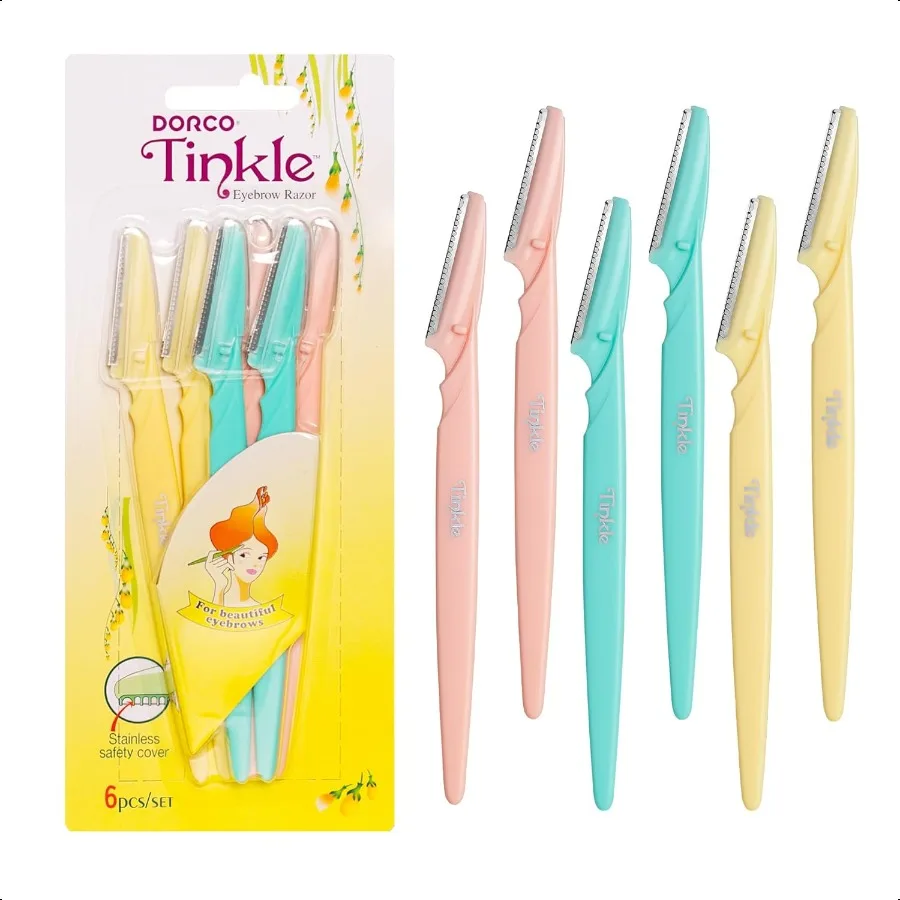 

Tinkle Dermaplaning Tool 6 razors Dermaplane Eyebrow Razor Facial Razor Face Razor Peach Fuzz Remover Exfoliating Face With Sta