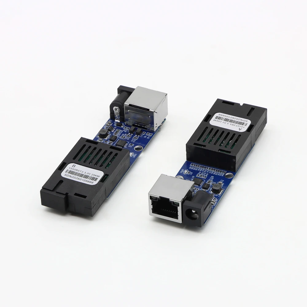 10/100/1000Mbps Gigabit & 10/100Mbps Fast Ethernet Fiber Media Converter Module, SC to RJ45 Transceiver Board, 20km Single Mode