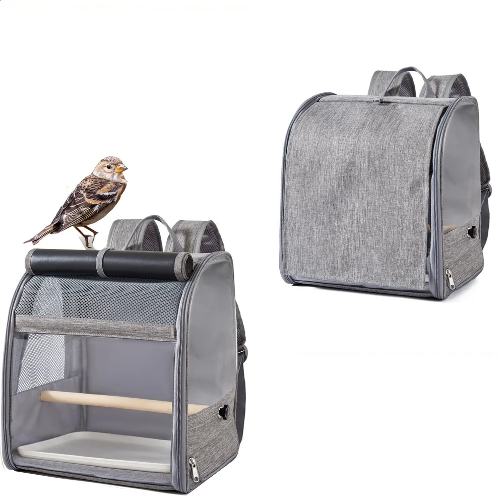 Portable Bird Carrier Bird Backpack with Perch and Tray for Birds Cockatiel Parrot Breathable Large Space Bird Cage Travel Bag