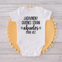 Guess Who Will Become Grandparents Again Newborn Bodysuits Cute Toddler Jumpsuits Baby Announcement Romper Clothes