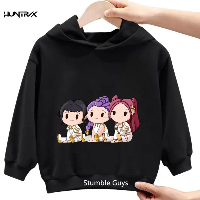 

2025 Unisex Kpop Hooded Sweatshirt With Colorful Cartoon Anime Prints, 3-14Y Casual Fashion For Boys & Girls' Daily Look​