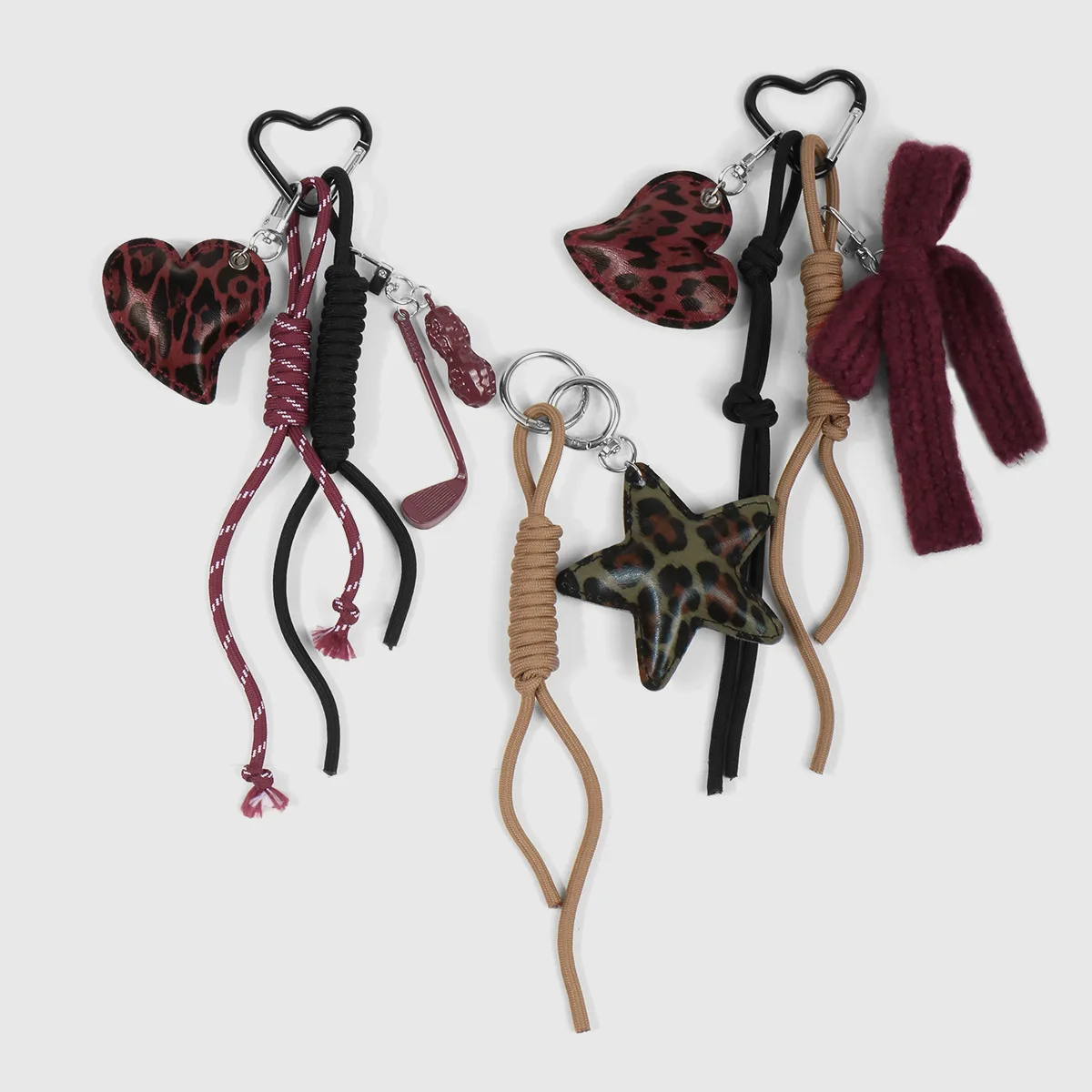 delicate Sweet Cool style fashion leather leopard print  love bowknot Key Chain Backpack pendant