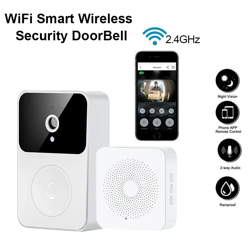 WIFI Video Doorbell Camera Wireless Night Vision Smart Home Security HD Door Bell Two Way Intercom Voice Change For Home