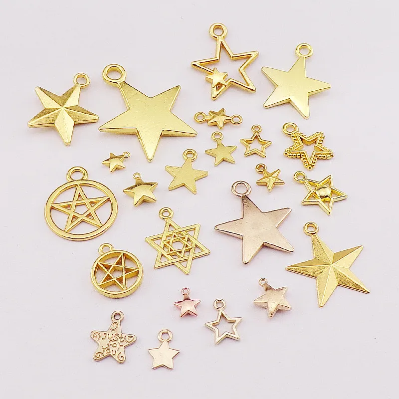 20pcs Gold Color Metal Small Star Charms Pendant  Zinc Alloy DIY Jewelry Making Accessories for Bracelet Necklace