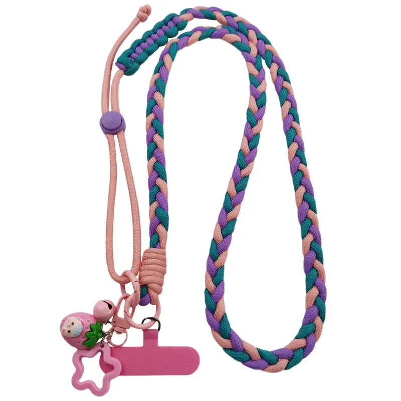 Regulowany pasek na szyję do noszenia na skos, uniwersalna smycz do telefonu, pleciony pasek do użytku na zewnątrz, podróży i wędrówek.