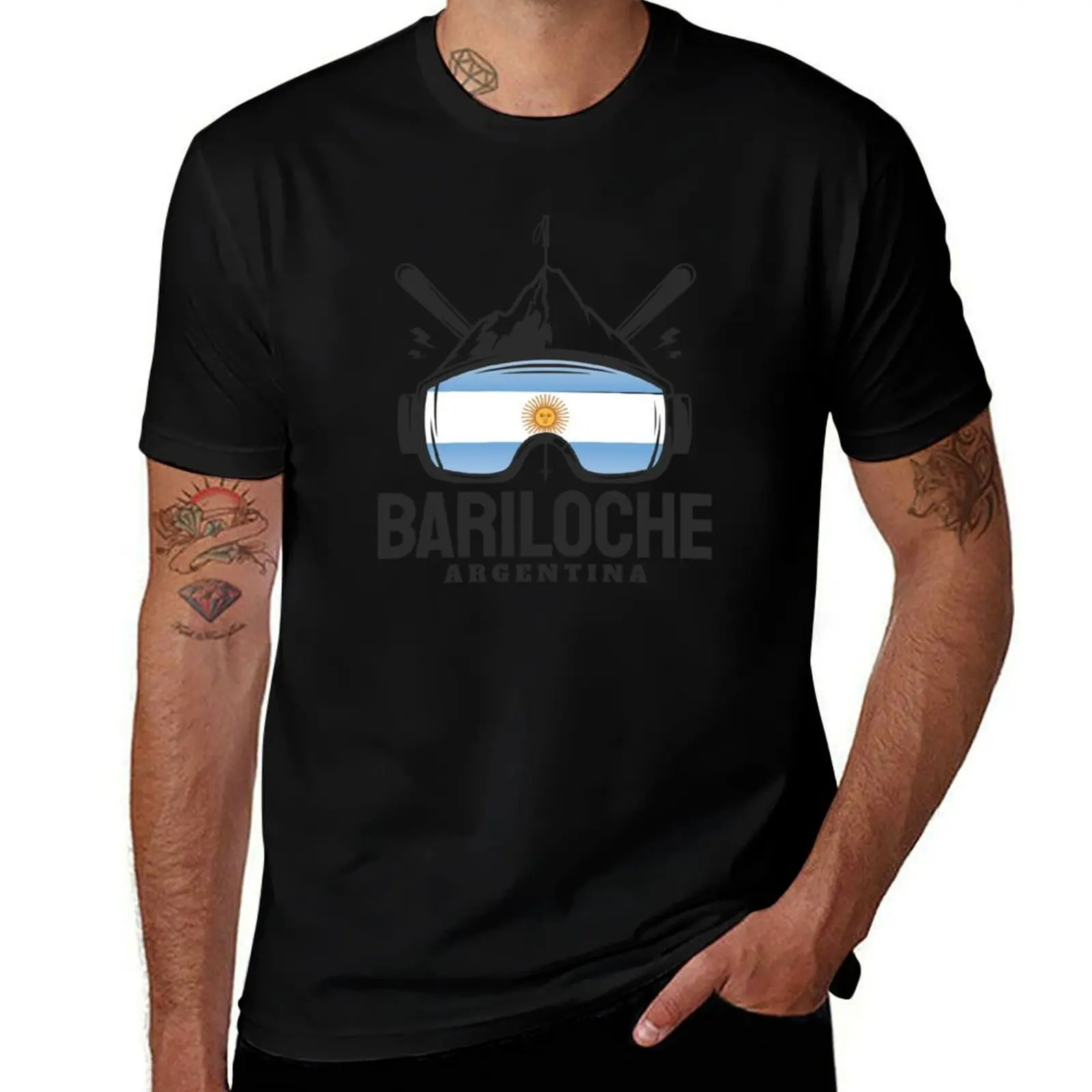 Bariloche Argentina Ski Resort Skiing Souvenir T-Shirt Basic Solid Color Short Sleeve T-Shirt