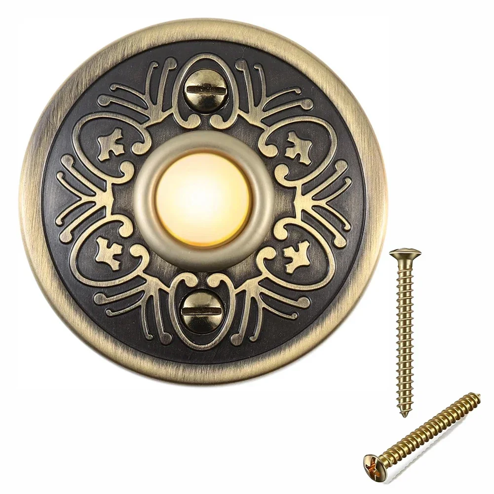 1pcs Metal Round Doorbell Push Button Bronze Wired LED Light Door Bell Buttons With Screws Home Hardware DC12-24V