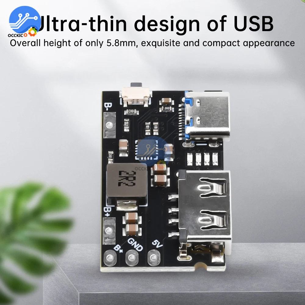 Single Lithium Battery Charger Board TYPE C + USB A 5V 2.4A Charger Discharger Module Supports Charging And Discharging