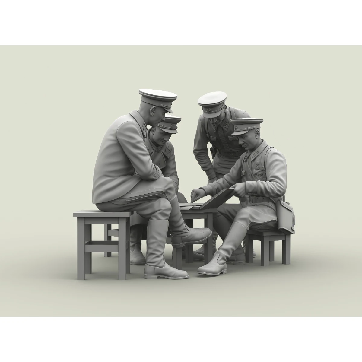 Kit de modelo sin pintar de resina 1/35, reunión de generales y comandantes del Ejército Rojo (4 personas) GK sin montar y sin pintar