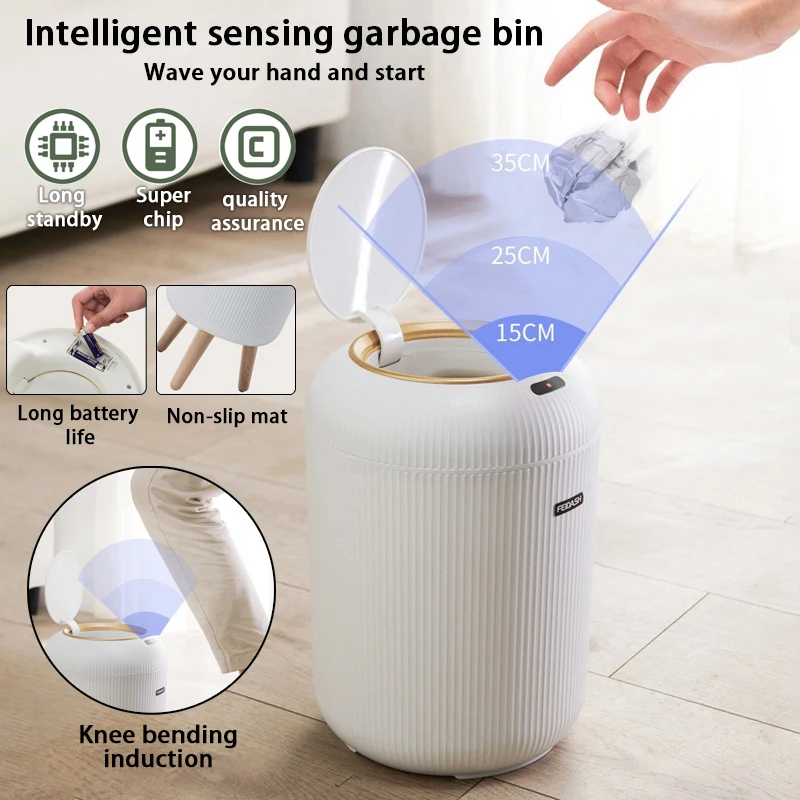 

New Home High Beauty Light Luxury Style Garbage Can Lantern Style Striped Cover Living Room Bedroom Large Capacity Garbage Can