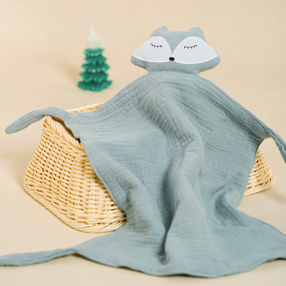 HappyFlute jednoczęściowy model lisa jednolity kolor 29*29CM super przyjazna dla skóry 100% tkanina bawełniana noworodek kojący ręcznik i zabawka