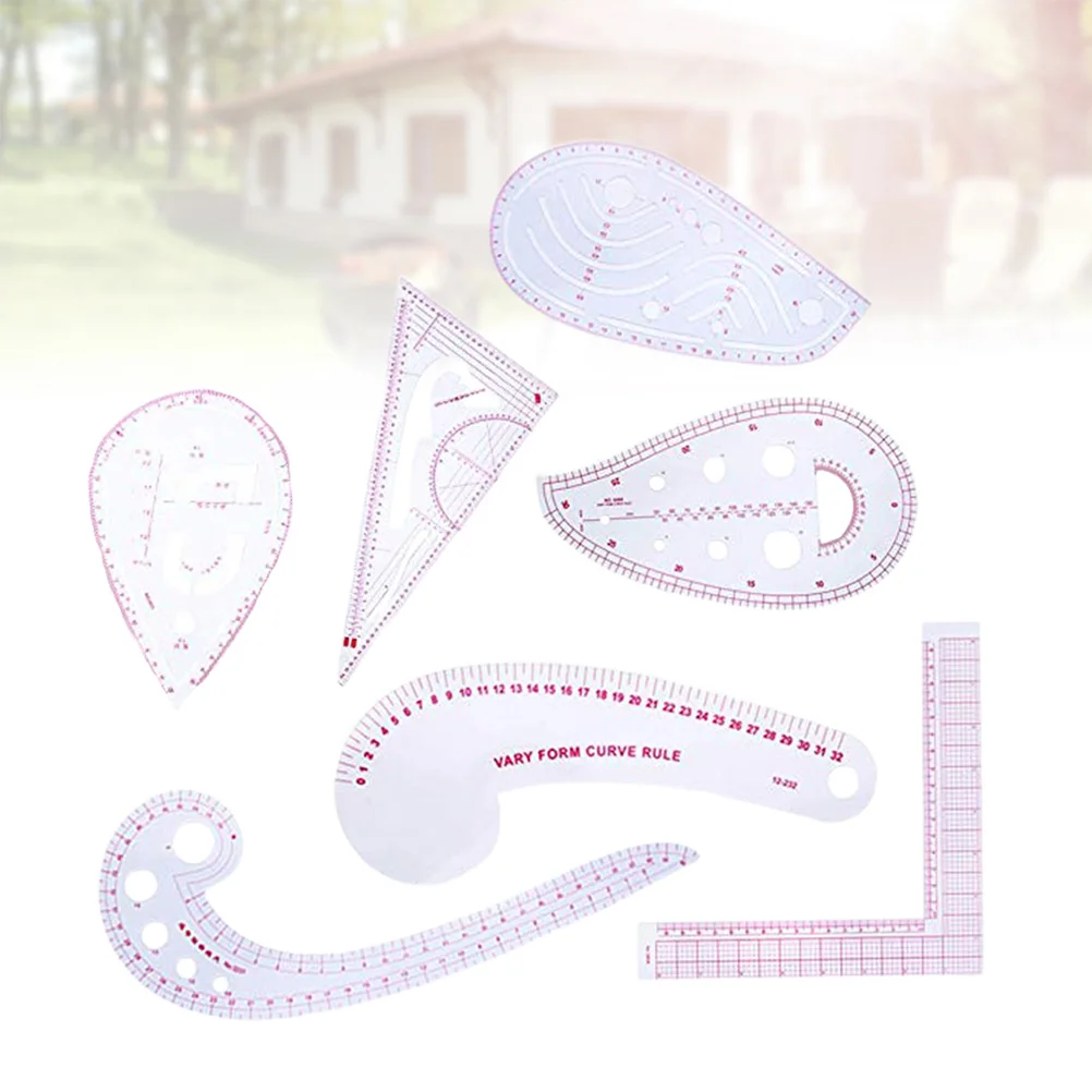 

7 Pcs Patchwork Ruler Set Clothing Quilting Templates Sewing Tailor Rulers Drawing Tools