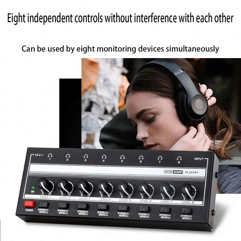 Audio Stereo Amp earphones Microamp 8 channels headphone Amplifier for Music Mixer Recording Ultra-Compact Sound amplifier