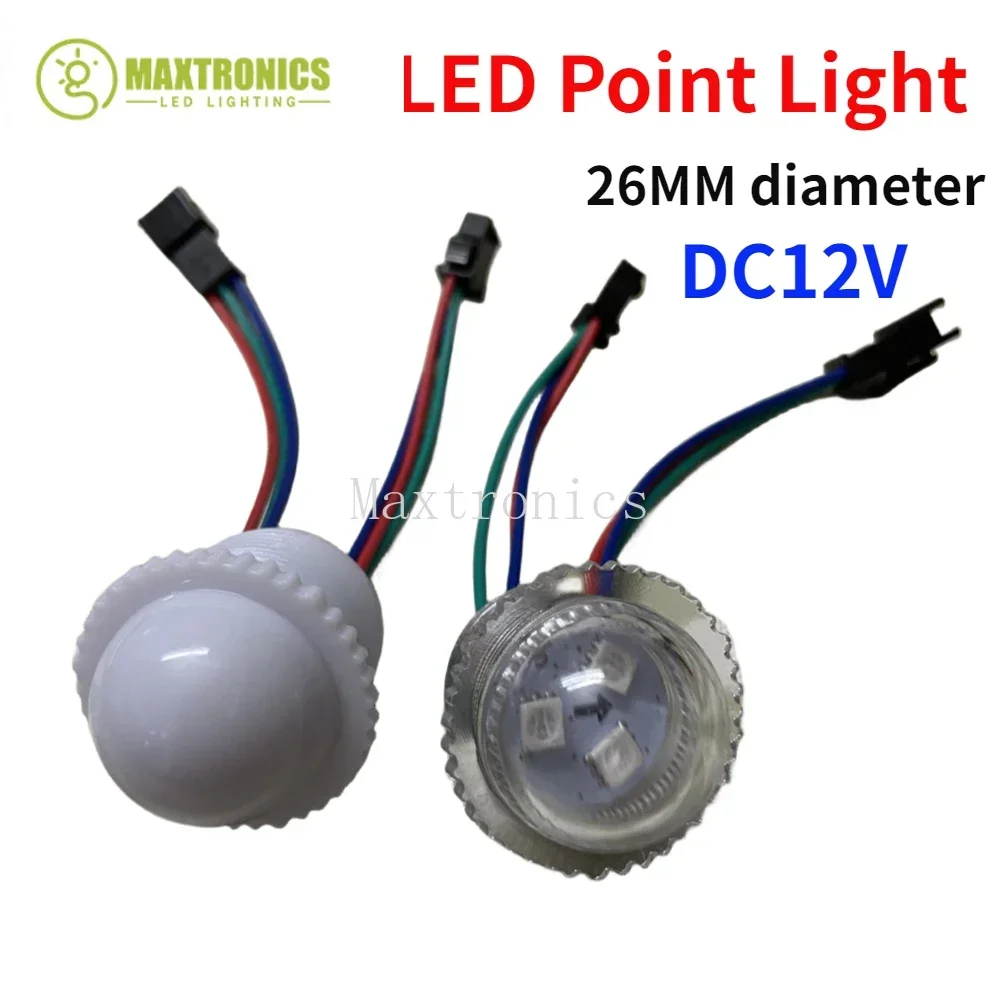 

10/30pcs DC12V WS2811 26MM Point Light Transparent /Milky Cover RBG Led Module Pixel 3leds Waterproof for Amusement Park Decor