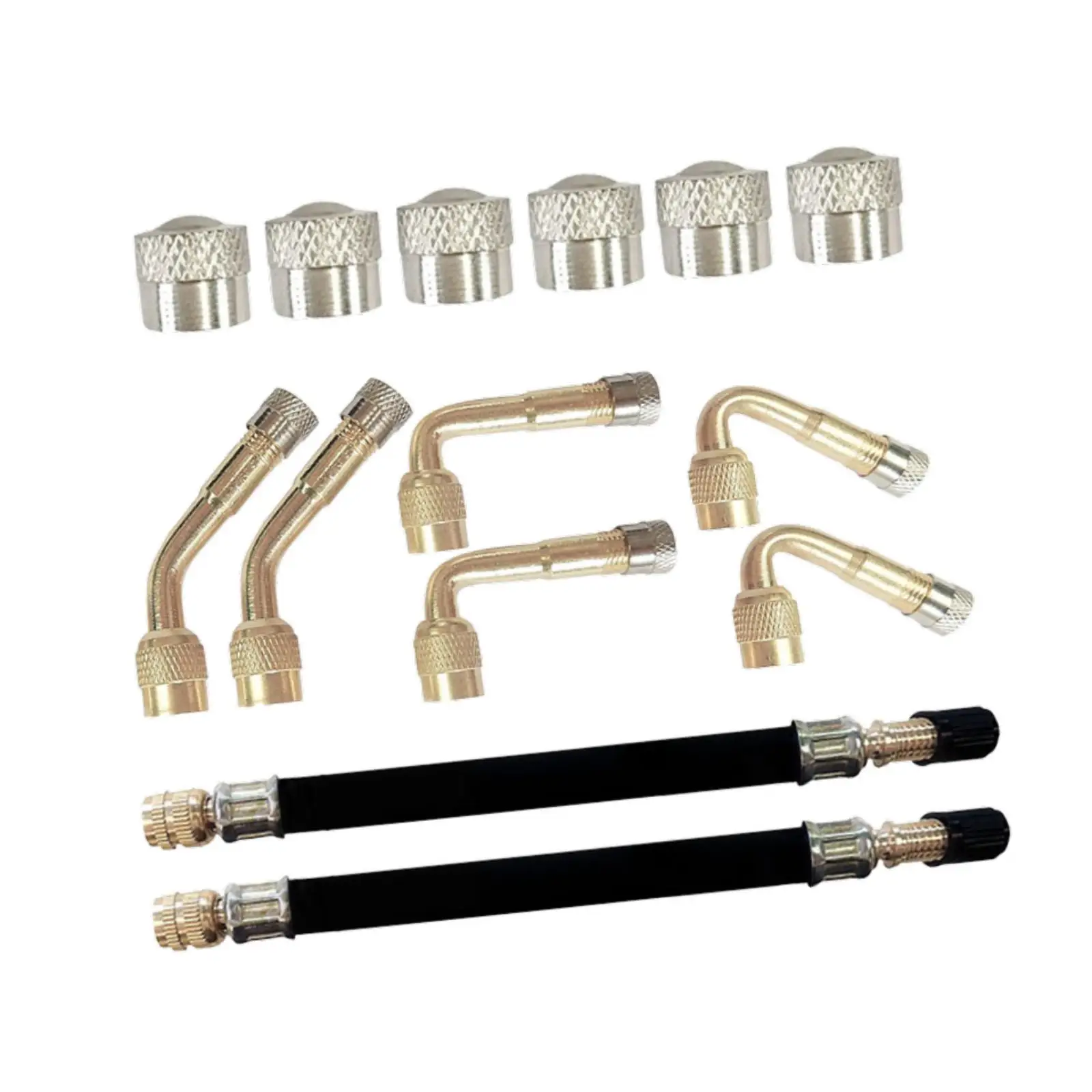 Tire Valves Extension Set Multi Angle Inflator Hose Kit Easy Install Valve Caps for Passenger Cars Motorcycles