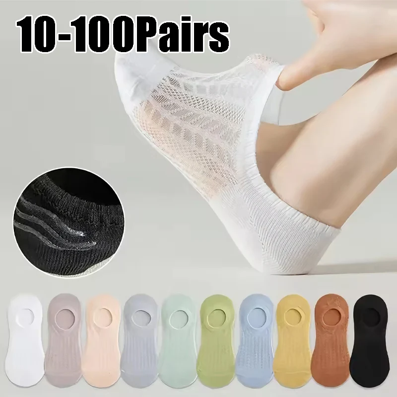 

Invisible Breathable Low-Cut Socks for Women Ultra Thin No-Show Design with Anti-Slip Grip Air Mesh Summer Wear