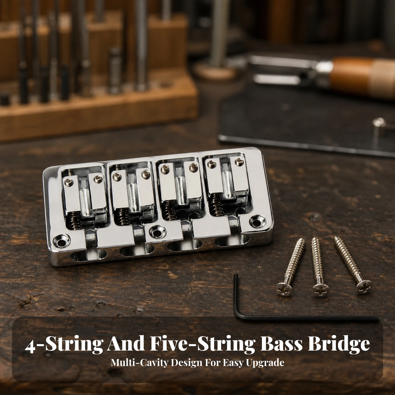 4-String Bass Bridge Robust Four-String Bass Bridge Hardware Strong Professional for Luthier, Instrument Repair