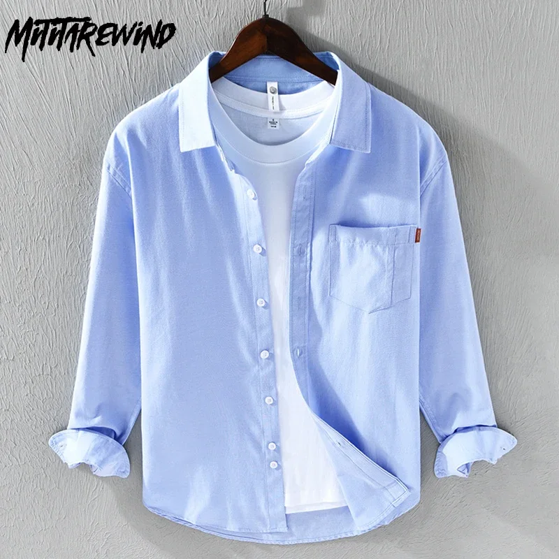 

Mens Casual Long Sleeve Shirt Four Seasons Daily Harajuku Men Shirts Solid Button Up Shirt Pocket Versatile Shirt Simple Tops