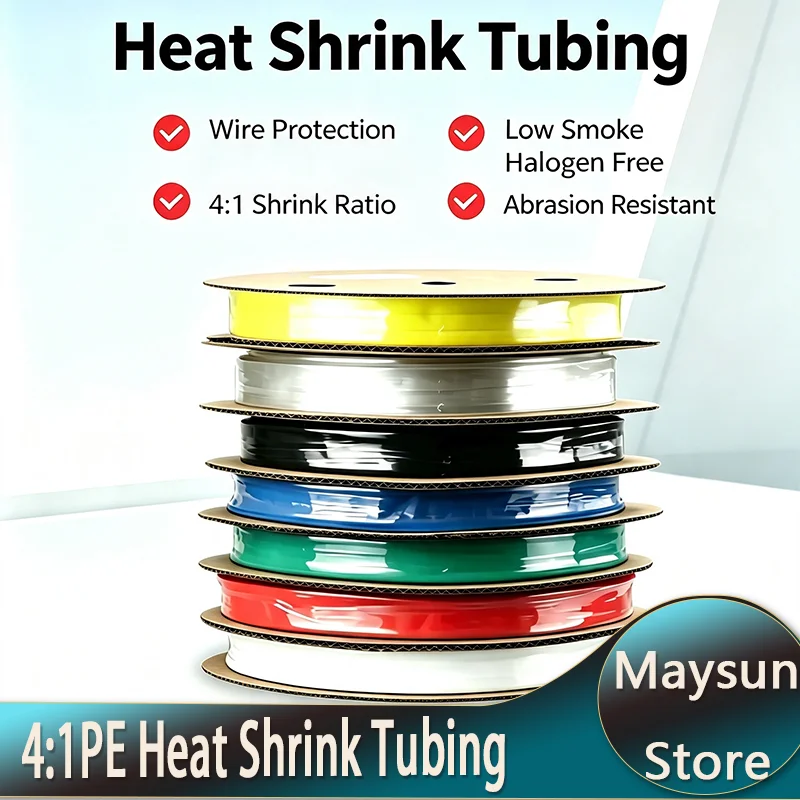 1/5/10m 4:1 Double Wall Adhesive Heat Shrink Tubing Polyolefin Glue Lined Tube 4-52mm Waterproof Wire Cable Protective Sleeve