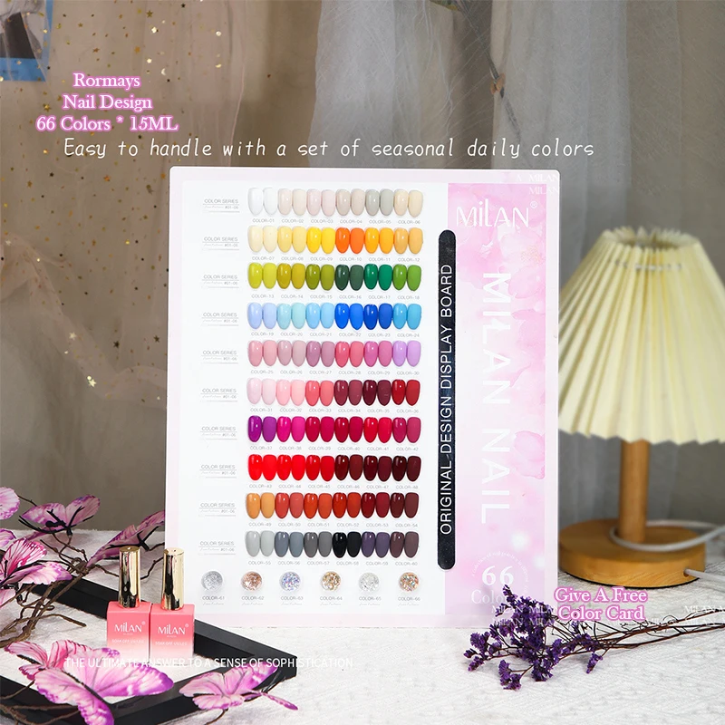 

Milan 66 Colors All-Season Gel Nail Polish Set Solid Color with Glitter Soak Off UV LED for Salon Home DIY Manicure