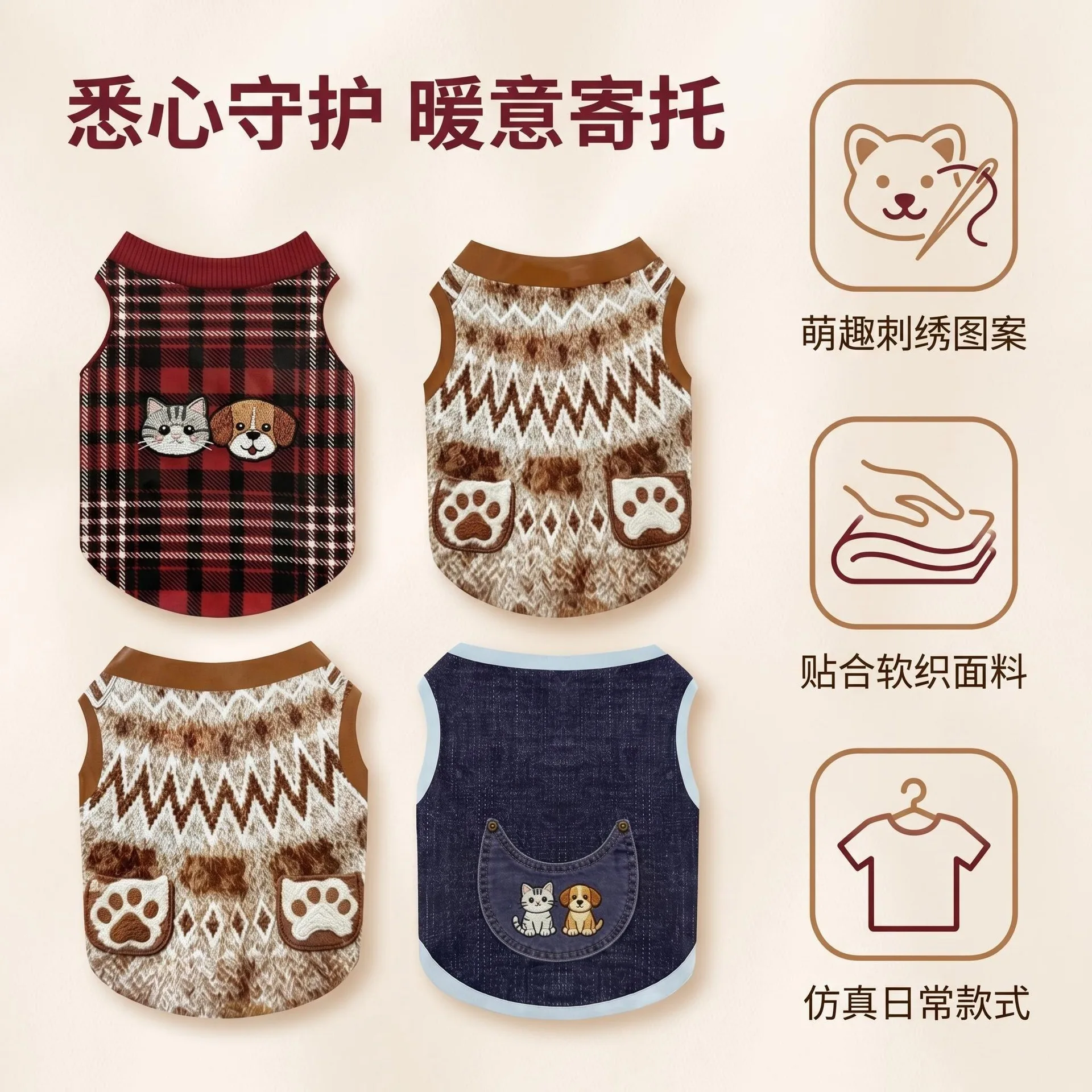 Pet Memorial Simulated Pet Vest Clothes Paper Model, Cute Printed Pet Outfit Paper Craft, Tribute Supply for Deceased Cat & Dog Commemoration view 2