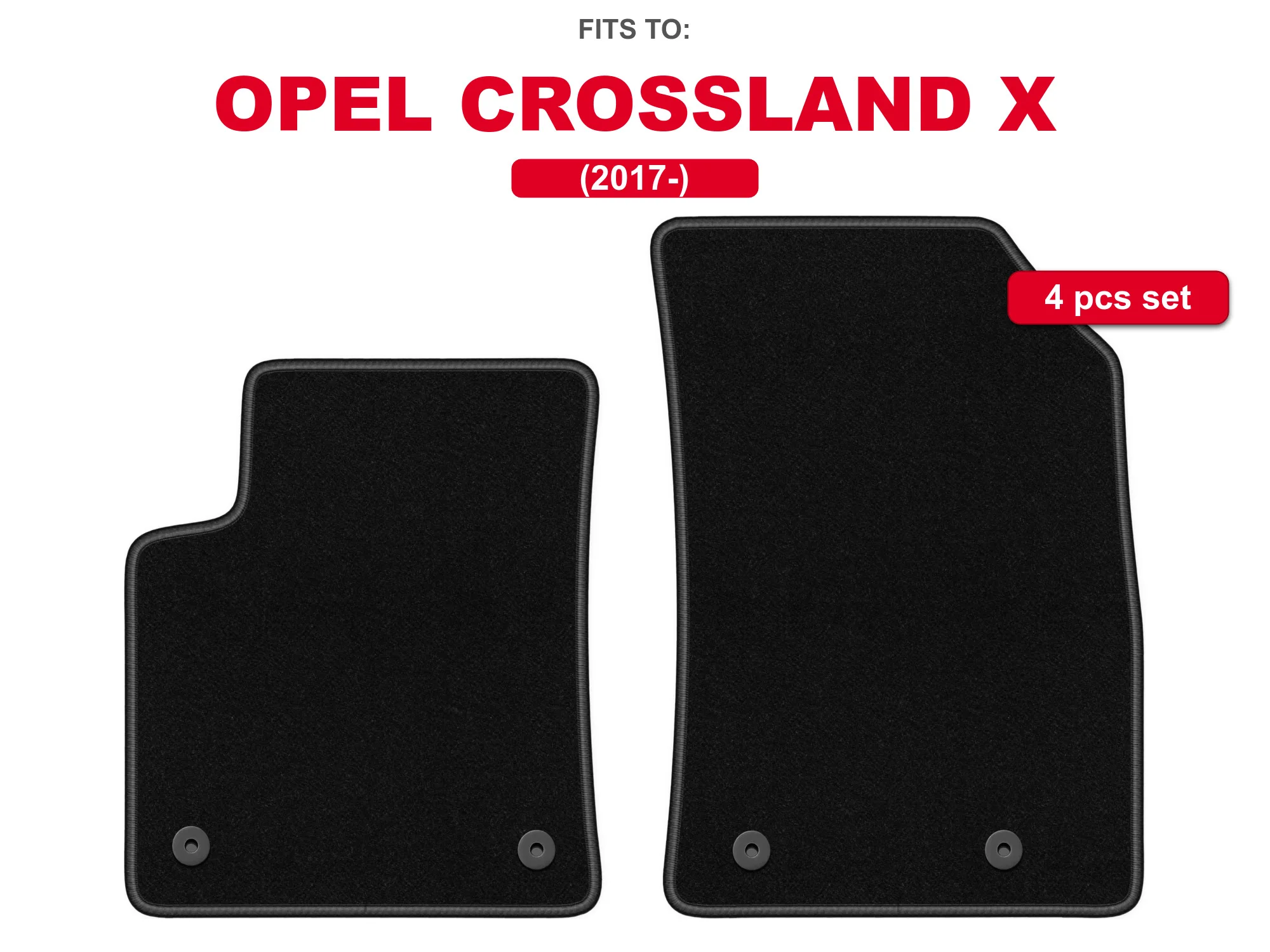 Zwarte velours vloermatten voor: Opel Crossland X 2017- crossover set auto vloermatten voor voertuigvloer