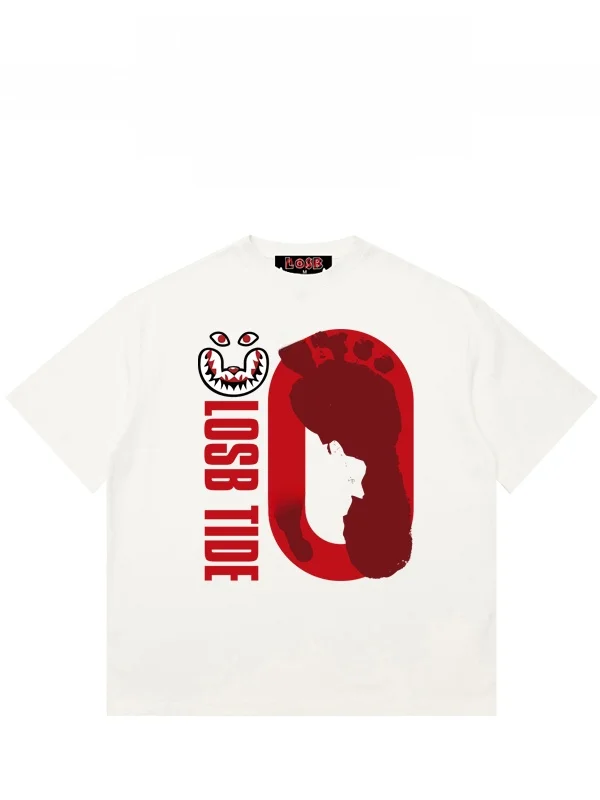 Camiseta de Manga Corta Holgada para Hombre Losb, Diseño de Boca de Tiburón Estampado en Seda Luminosa, Transpirable, de Algo...