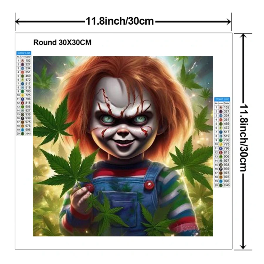 Horror Chucky&Bride Of Chucky Cartoon Pittura diamante Arte Film di Halloween Gioco per bambini Punto croce Ricamo Decorazioni per la casa Regalo