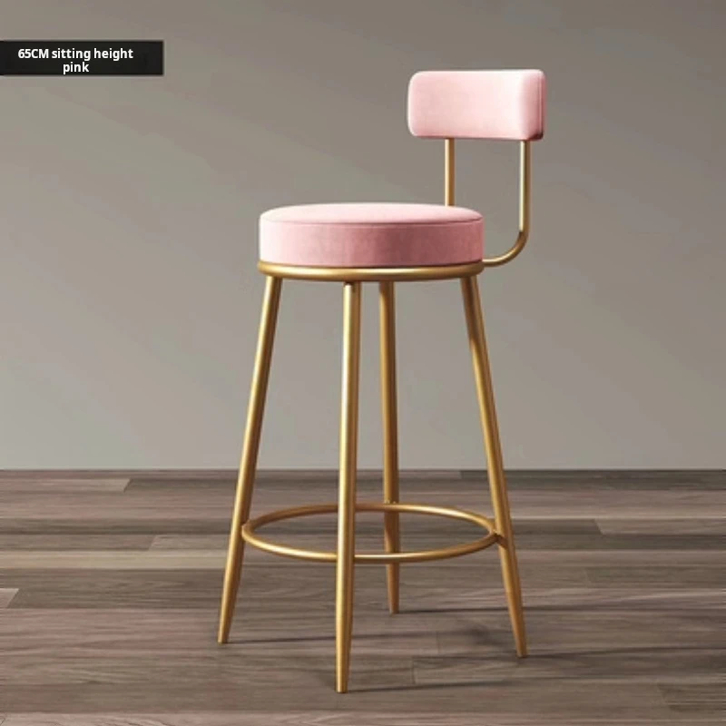 Modern velvet Bar chair kitchen high stools Home barchair with backrest metal stools INS counter height bar stools furniture