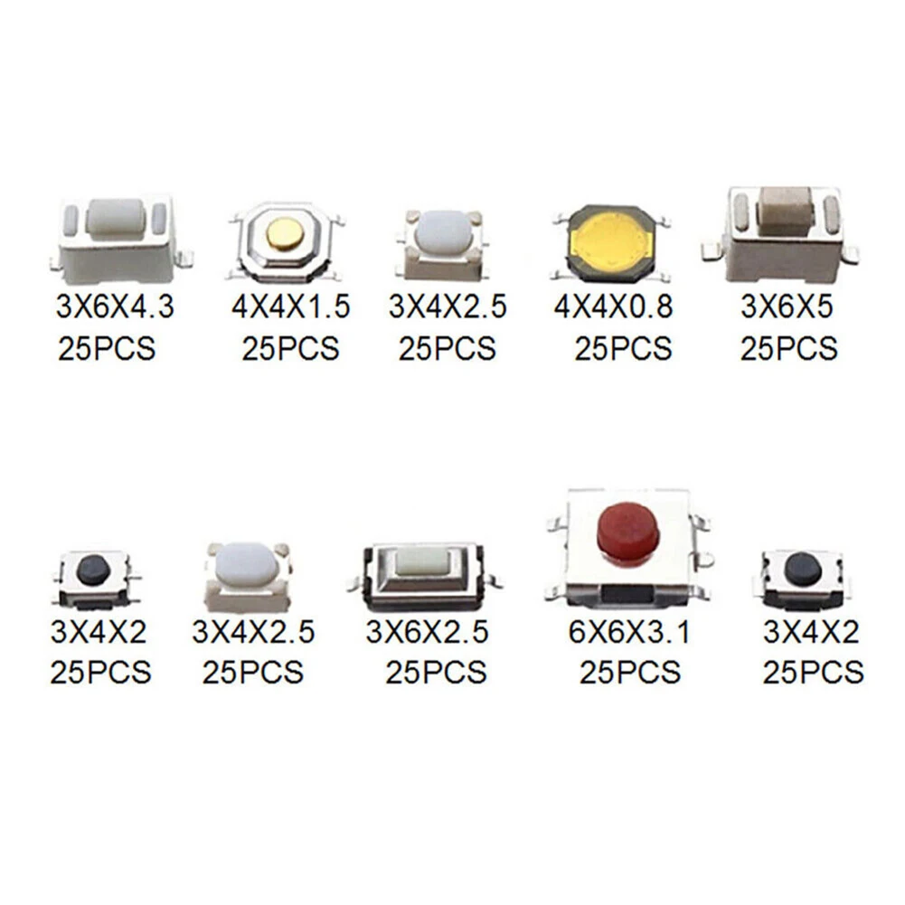 250×Car Remote Control Push Button Switch Car Key Buttons Touch Microswitch With Box Models Tactile Push Button Switch Kits