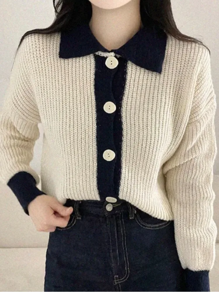 Chic Early Spring Thiened Knitted Open Cardigan Lazy Loose  Collar Sweater Jaet Women's Soft Straight Tube ape