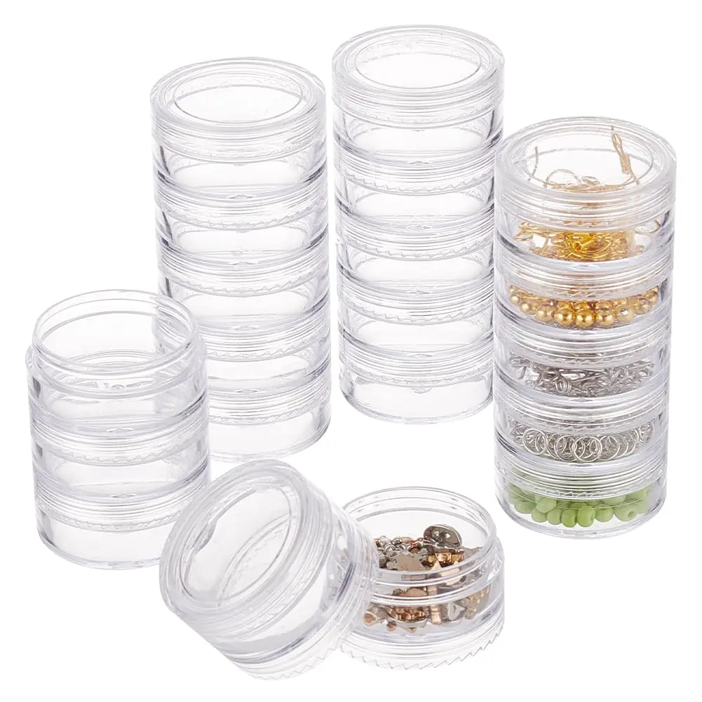 5 Layers Plastic Round Storage Containers Small Art Craft Accessory Organizer Box Containers Jars for Jewelry Small bead Nail