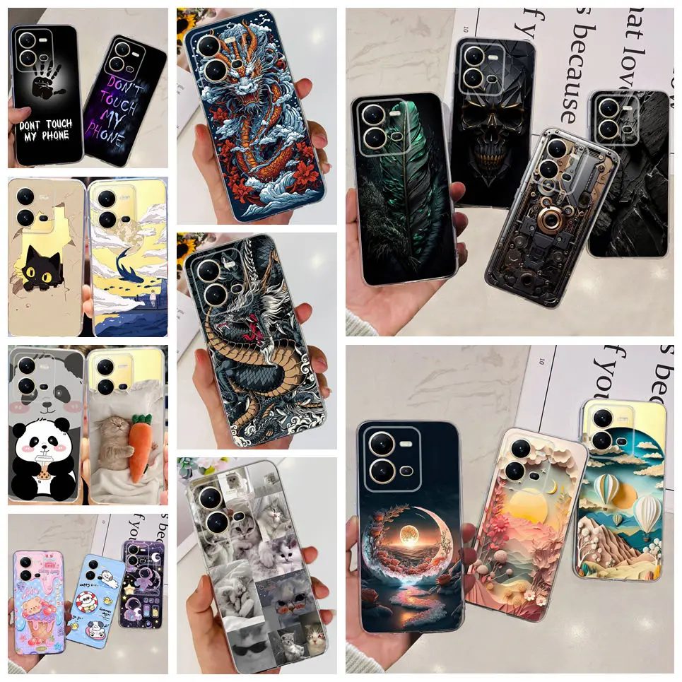 For Vivo X80 Lite x50 Lite X60 Pro Phone Case Romantic Cool Cartoon Bumper Funda Soft Transparent Silicone Capa Cover Vivo V2208