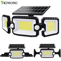 Security Solar Lights Outdoor 167 LED Adjustable 3 Heads with 3 Modes Wireless Motion Sensor Super Waterproof  Spot Flood Lights