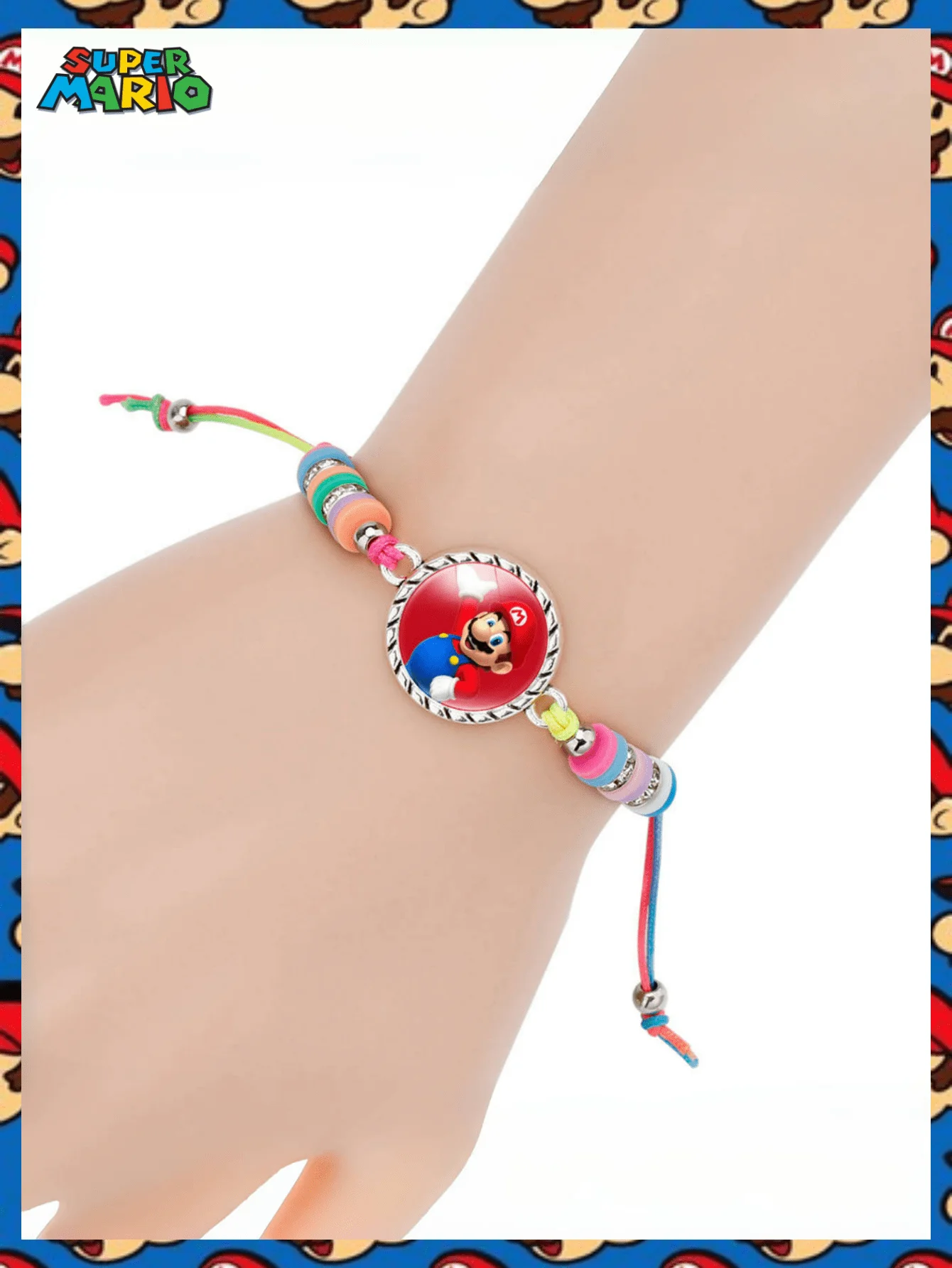 قطعة واحدة من إكسسوارات MINISO Anime الطرفية، سوار جوهرة ماريو تايم كارتوني عصري، مجوهرات بسيطة منسوجة ملونة للفتيات