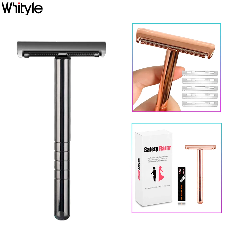 Whityle 16T-2 One Blade Safety Razor AC Blades Shaving Shaver Machine For Men Barber Shop Beard Hair Remover with 10 Blades