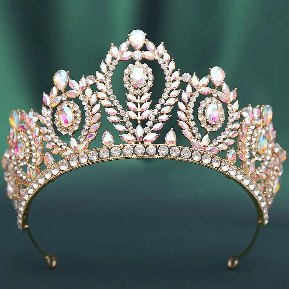 DIEZI Elegant Luxury Princess AB Crystal Tiara For Women Girls Wedding Party Bridal Bride Rhinestone Crown Hair Accessories