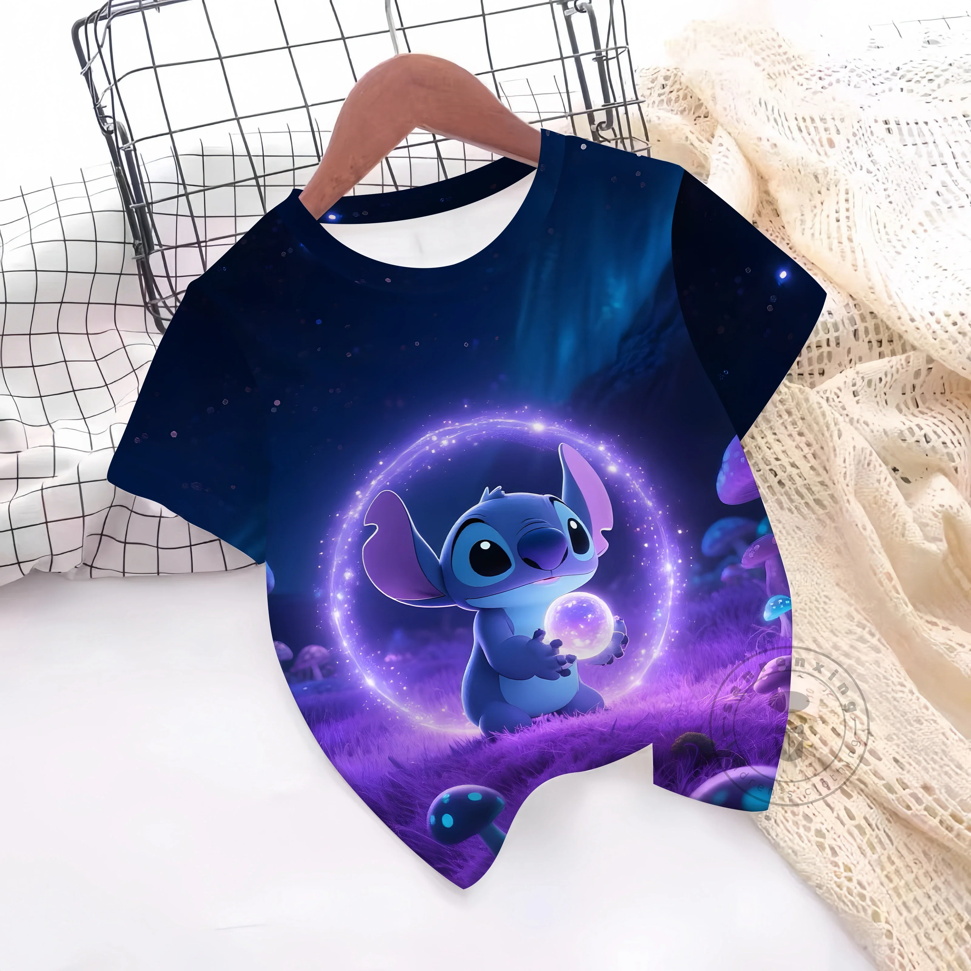 

2025 New Disney Summer Stitch 3D Print Boys Girls T-Shirts Cartoon Anime Children Streetwear Fashion T Shirt Kids Tees Tops