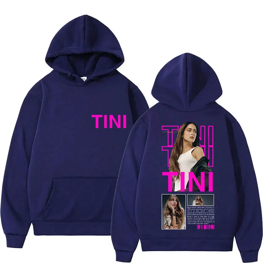 المغني TINI Fectura Tour 2025 Merch هوديي الرجال النساء خمر كنزة بمقاس كبير البلوز عادية عالية الجودة كم طويل هودي