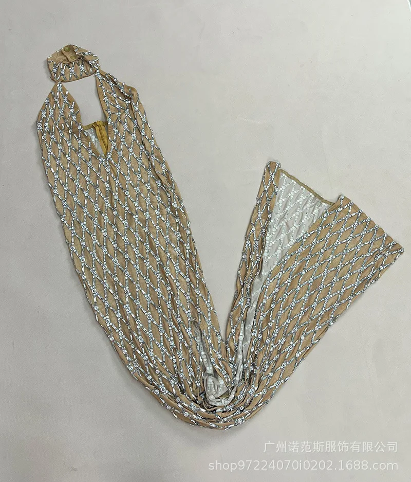 Sexy Deep V Vacation Temperament Halter Dress Cocktail Party Evening Dress Model Catwalk Trendy Clothes Vestidos Para Graduación