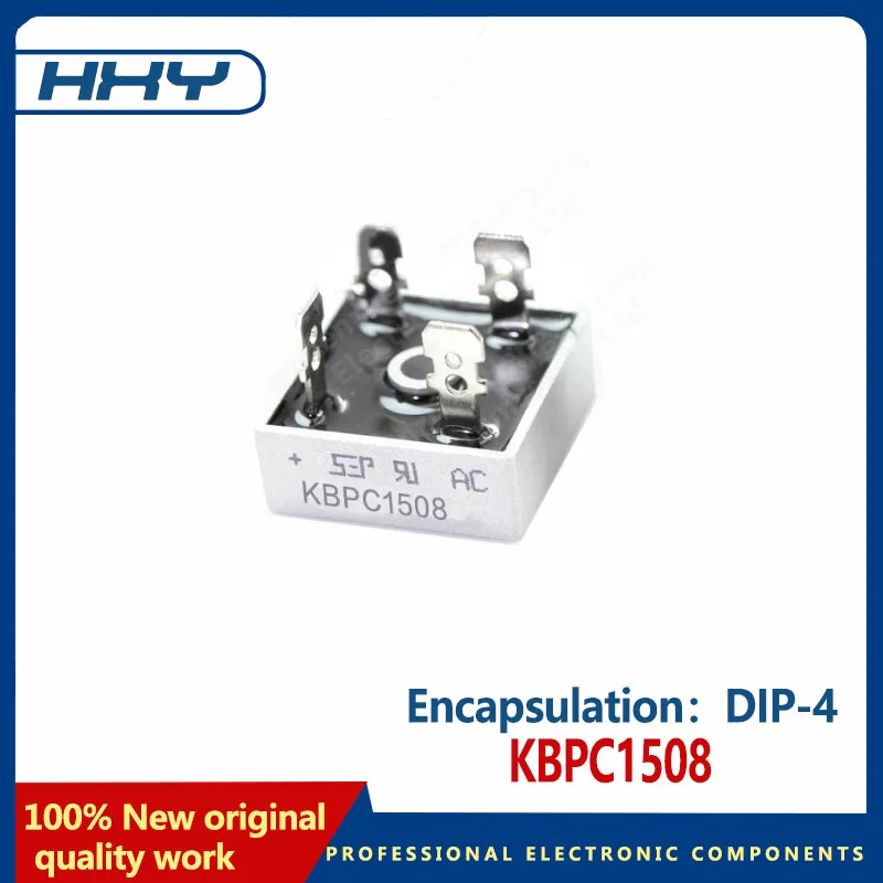 10 buah KBPC1508 DIP-4 reaktor jembatan 15A 800V penyearah jembatan persegi kaki datar