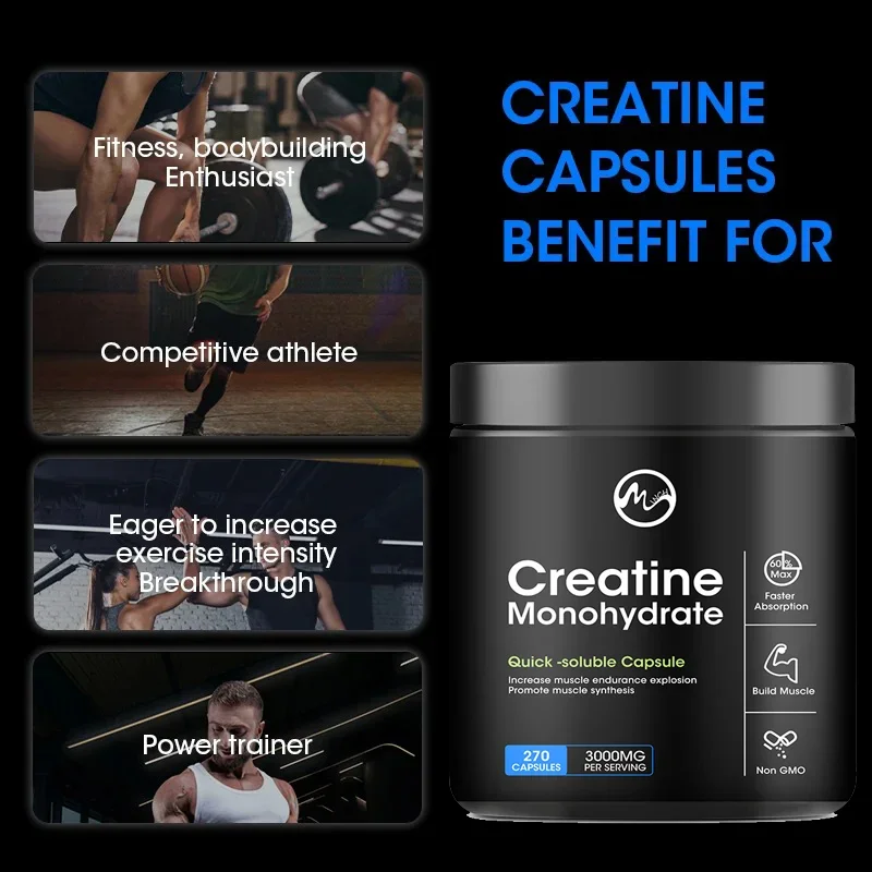 Creatine Capsules 3000mg Monohydrate Model Gain Powder Build Muscle Enhance Performance Unflavored Keto Friendly Adults