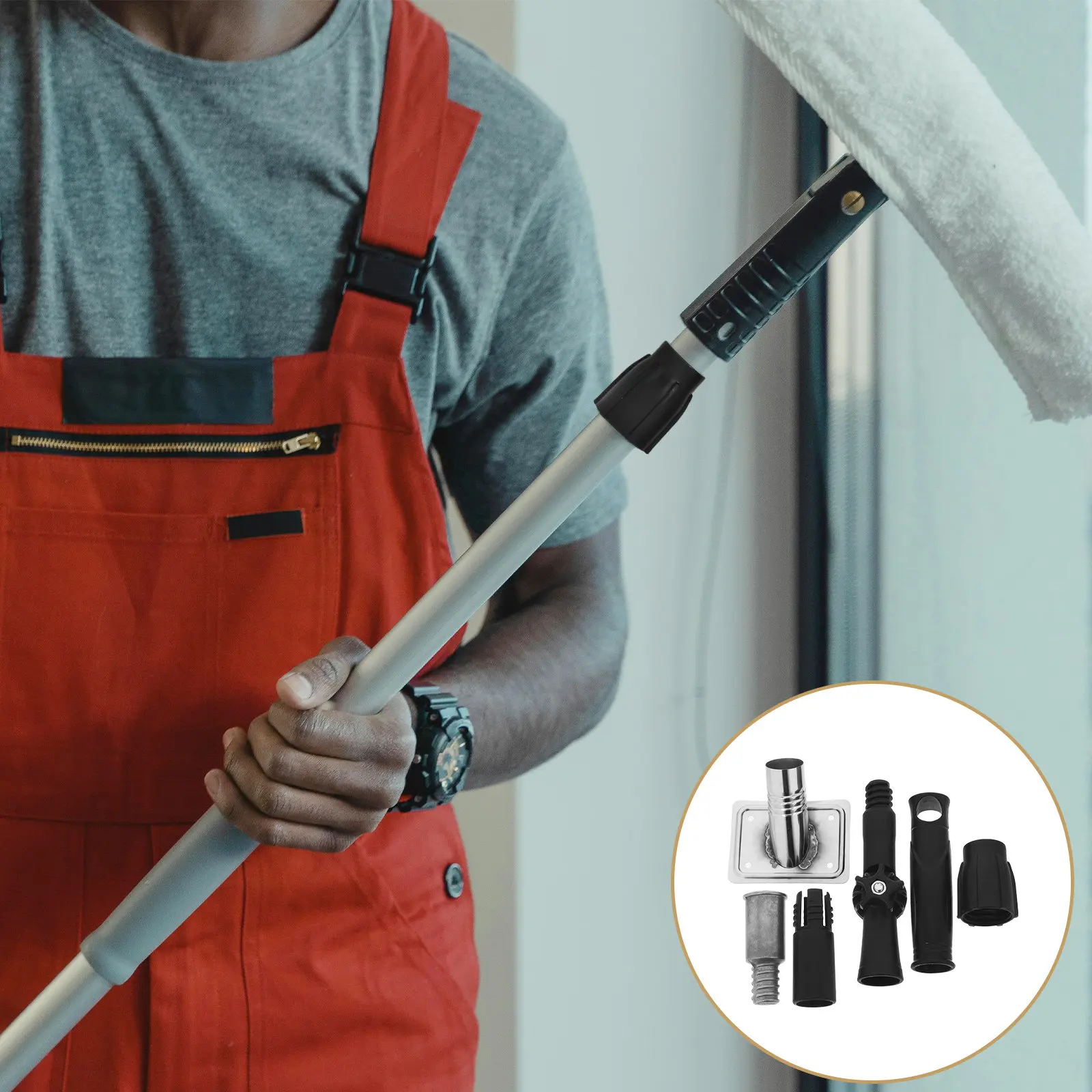 

Набор из 5 универсальных аксессуаров для изготовления швабр: адаптер с резьбой 1 дюйм для телескопических удлинителей, ручек для метел, валиков для краски