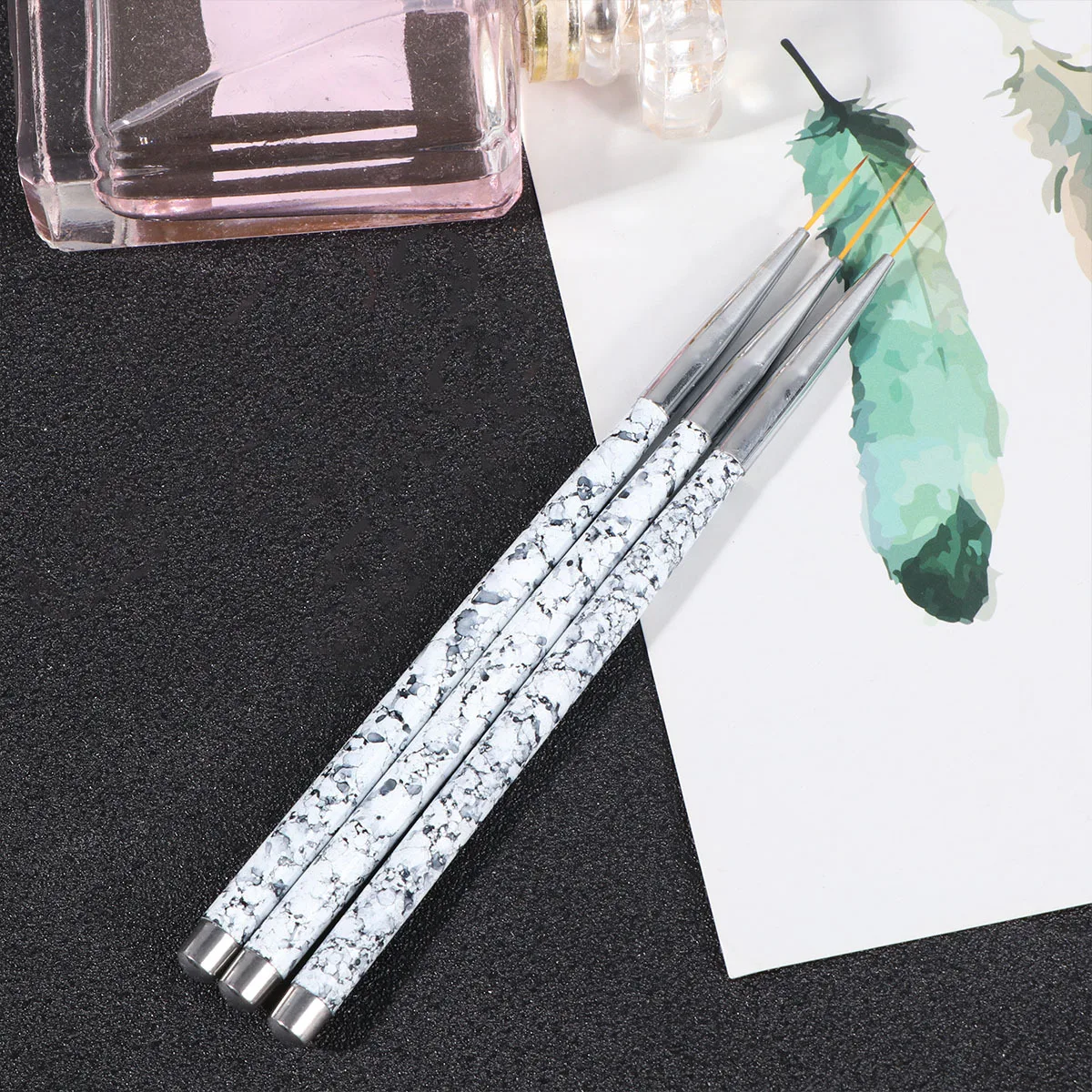 

3Pcs Nail Art Brush Set Marbling Handle Paint Pens for Professional Manicure Tools 11 15 20mm DIY Nail Design Manicure Tools