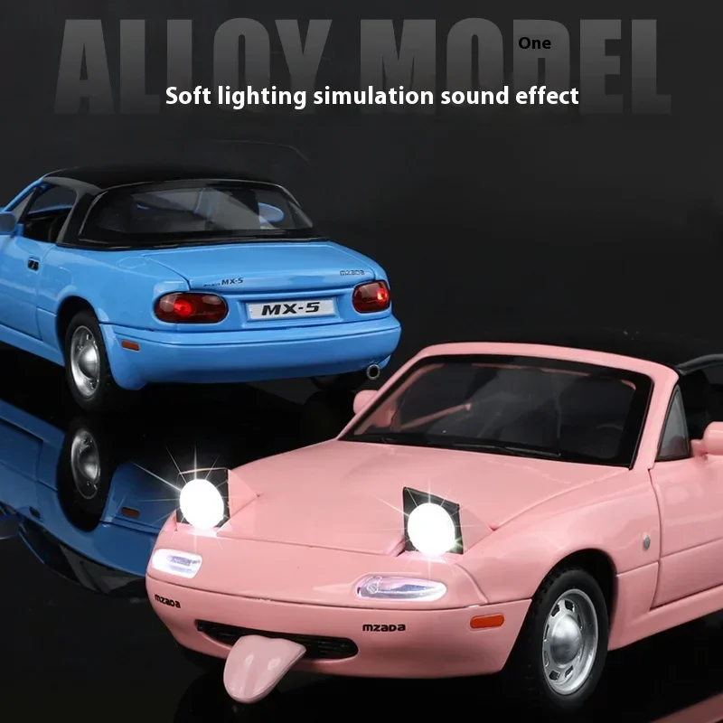 1:24 Mazda MX-5 Alloy Scale Car Model Diecast Metal Miniature Car Sound＆Light Collection Children Toy Vehicle Gift C375