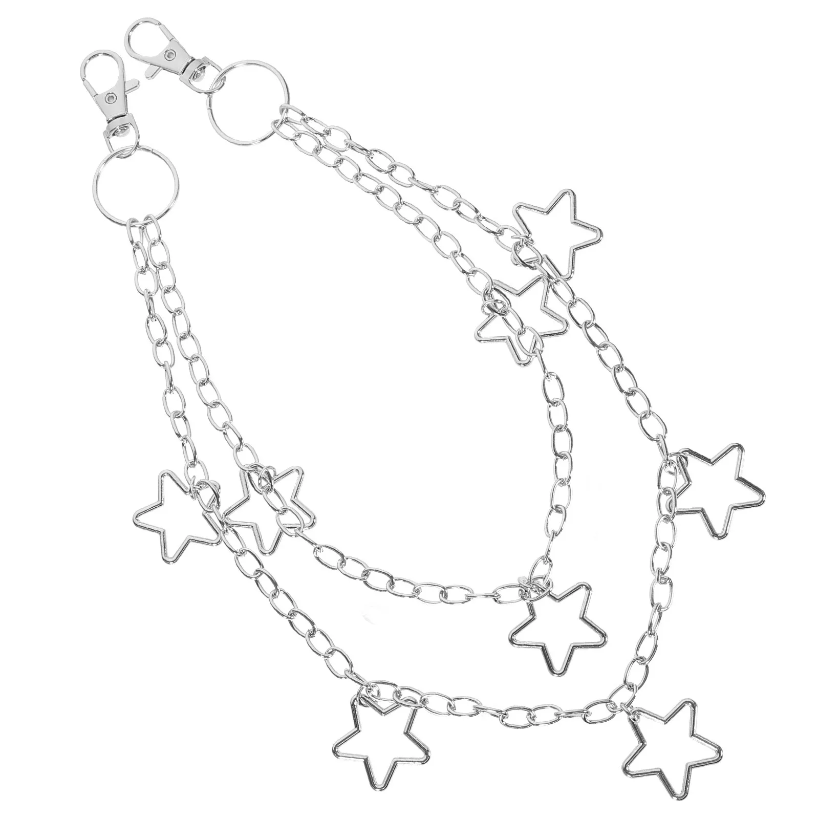 Stylish Star Pendant Pants Chain Double Layer Alloy Decorative Chain for Jeans Trousers Belt Wallet Bag Cool Unisex Accessory